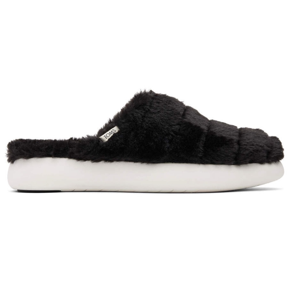 New in a box Toms Fluffy Cozy Slippers Black and White Size 7.5